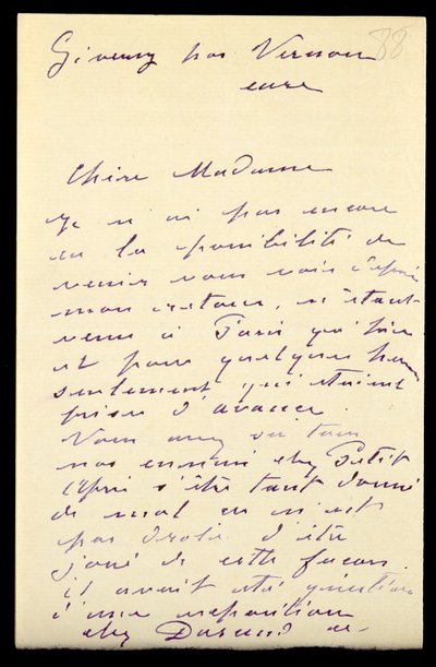 Letter from Claude Monet to Berthe Morisot, 1888 by Claude Monet